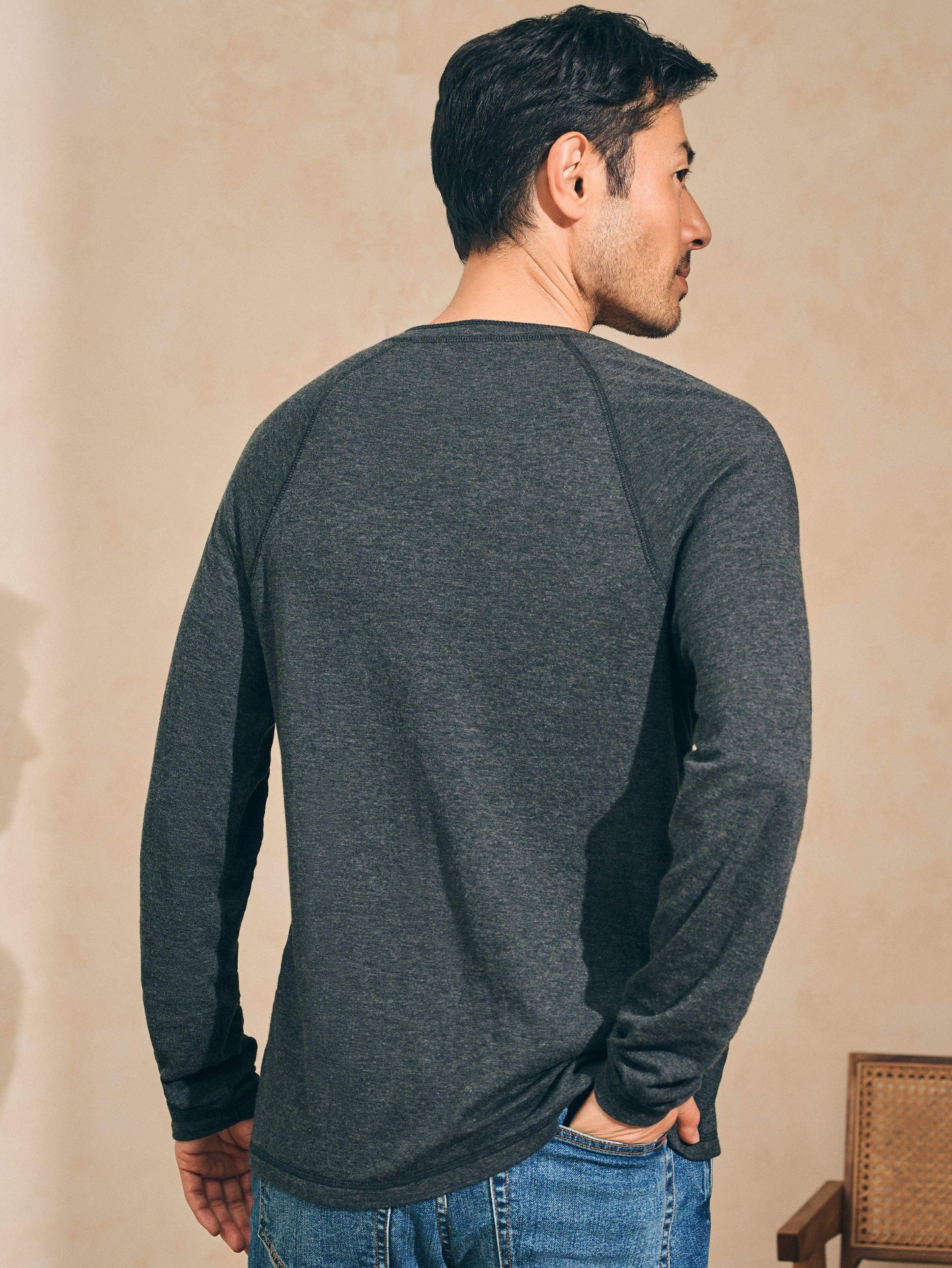 Long-Sleeve Newport Cloud Henley - Charcoal Heather