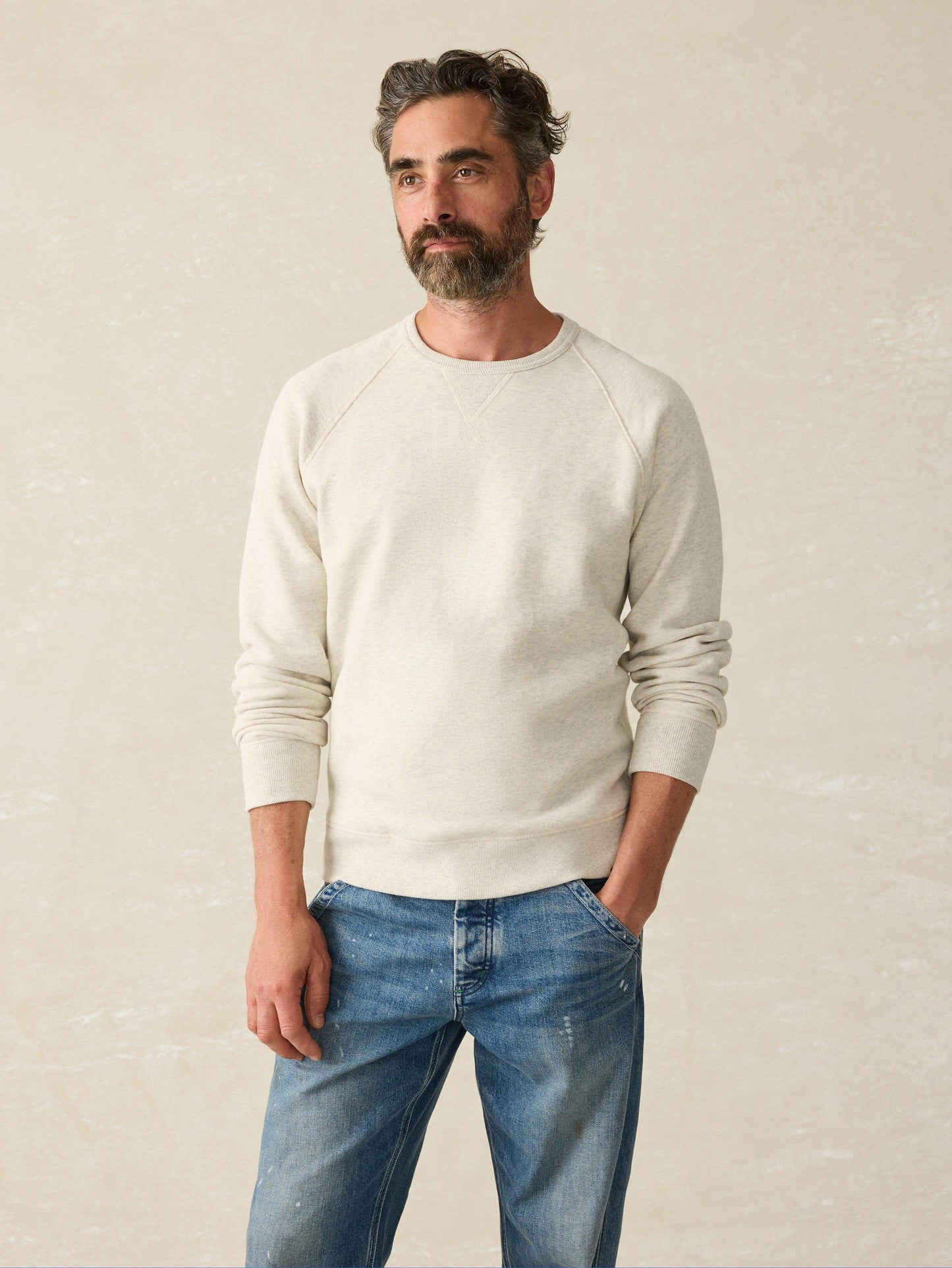 High Standard Fleece Crewneck - Antique Ivory Heather