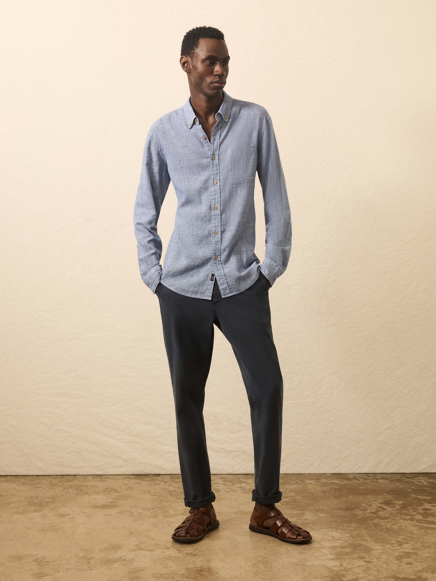 Long-Sleeve Breeze Shirt - Ocean Pincheck