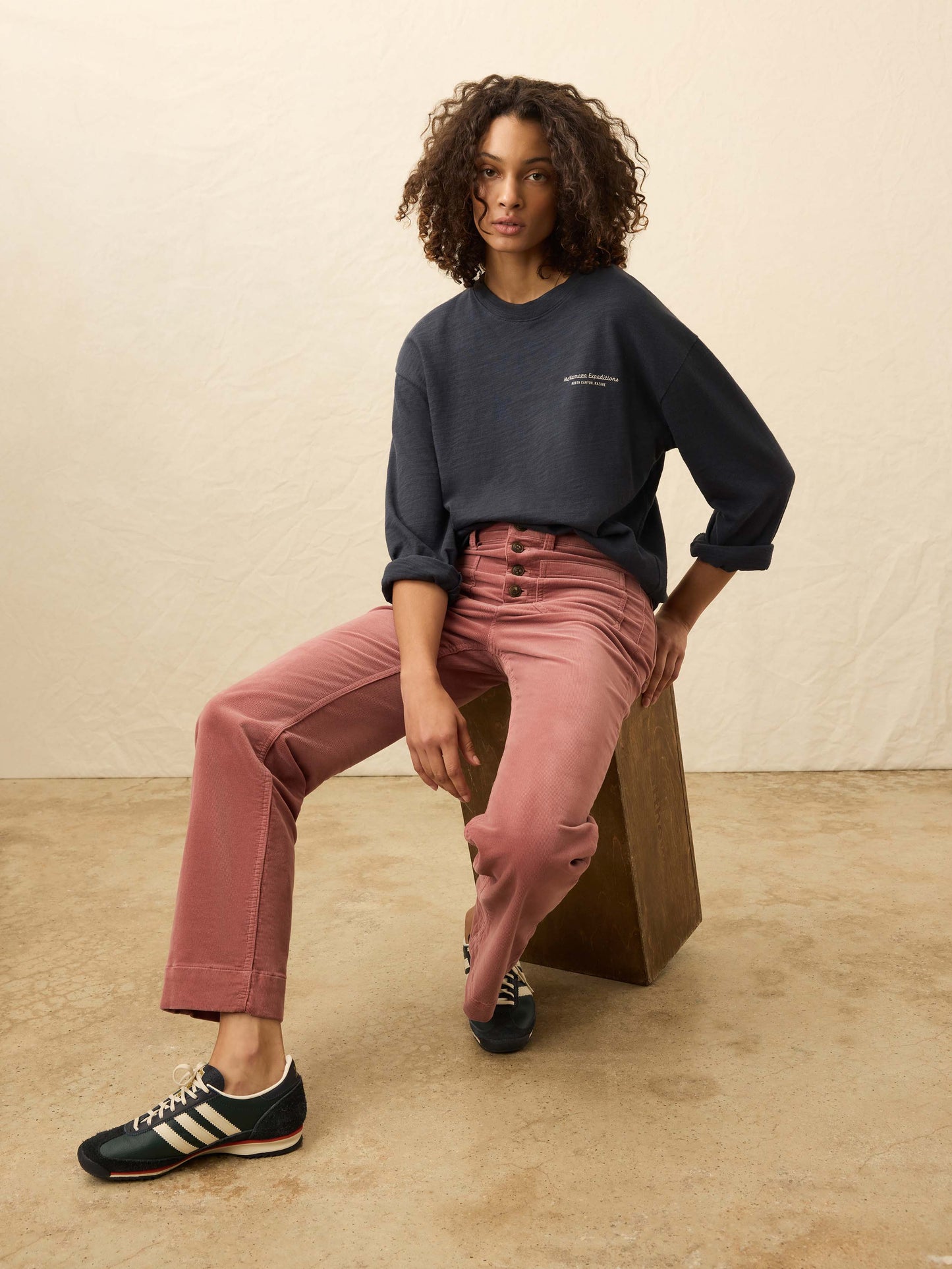 Sunwashed Slub Long-Sleeve Relaxed Tee - Blue Nights