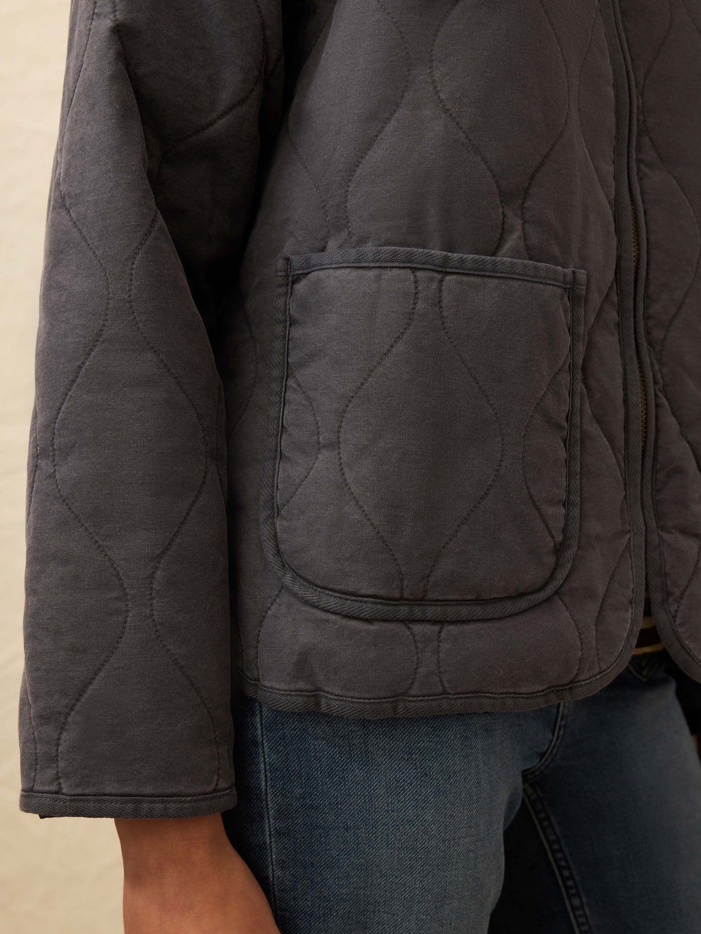 Sunwashed Quilted Jacket - Washed Charcoal