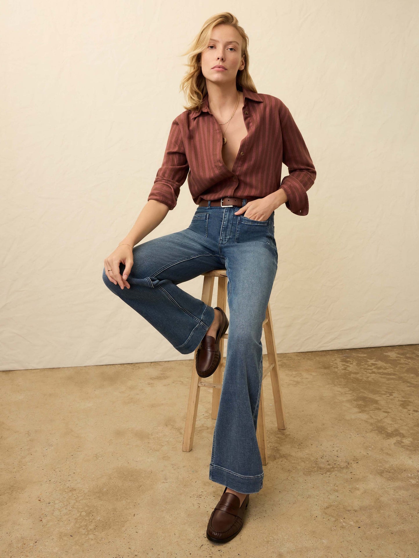 Heirloom Portuguese Flannel Relaxed Shirt - Cliff Walk Stripe