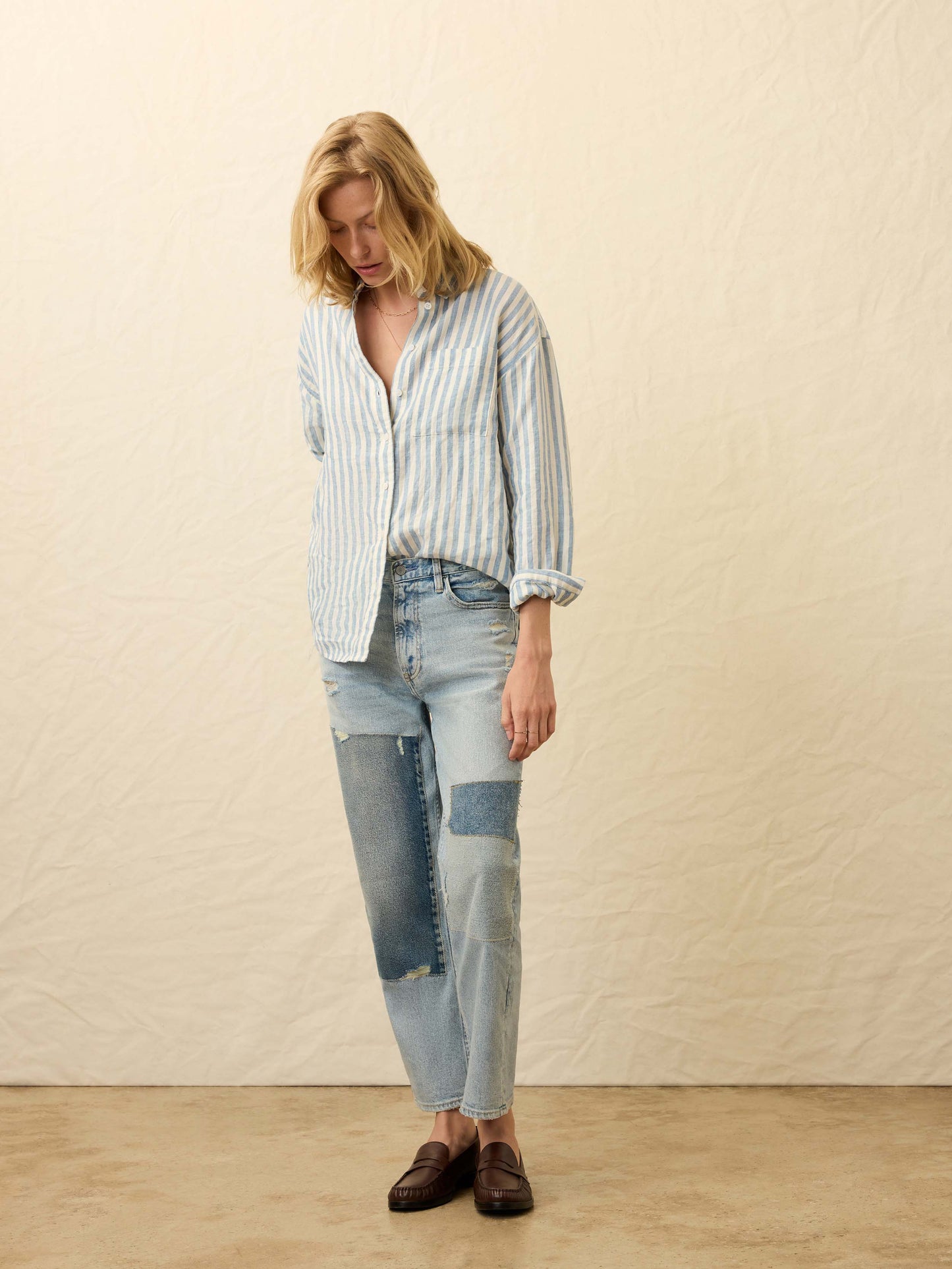 Laguna Linen Relaxed Shirt - Ocean Lucy Stripe
