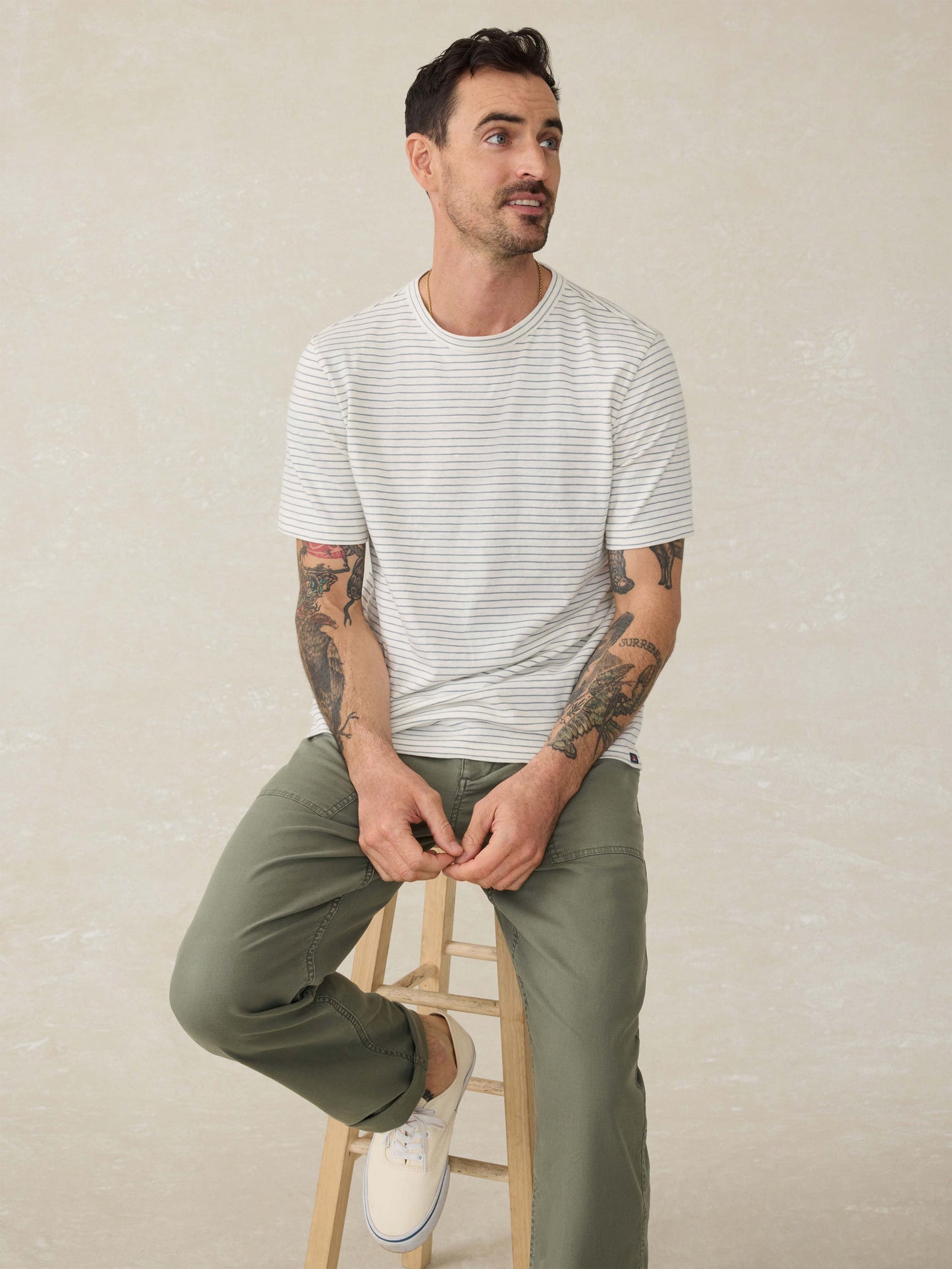 Sunwashed Tee - Cream Flint Stripe