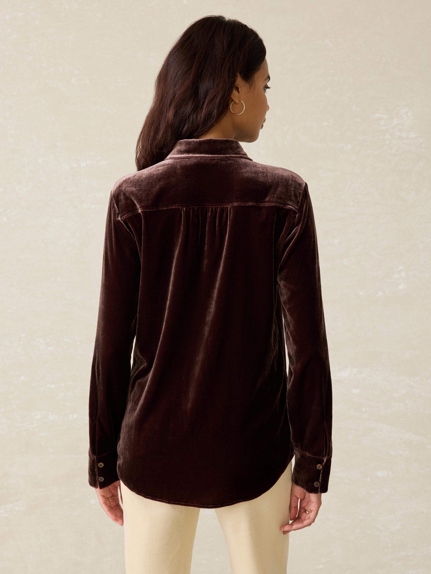 Stretch Silk Velvet Genevieve Shirt - Huckleberry