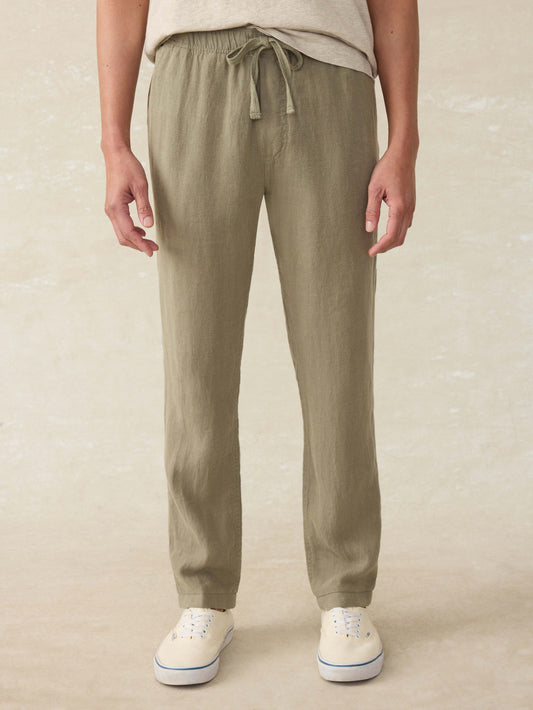 Linen Drawstring Pant - Canyon Olive