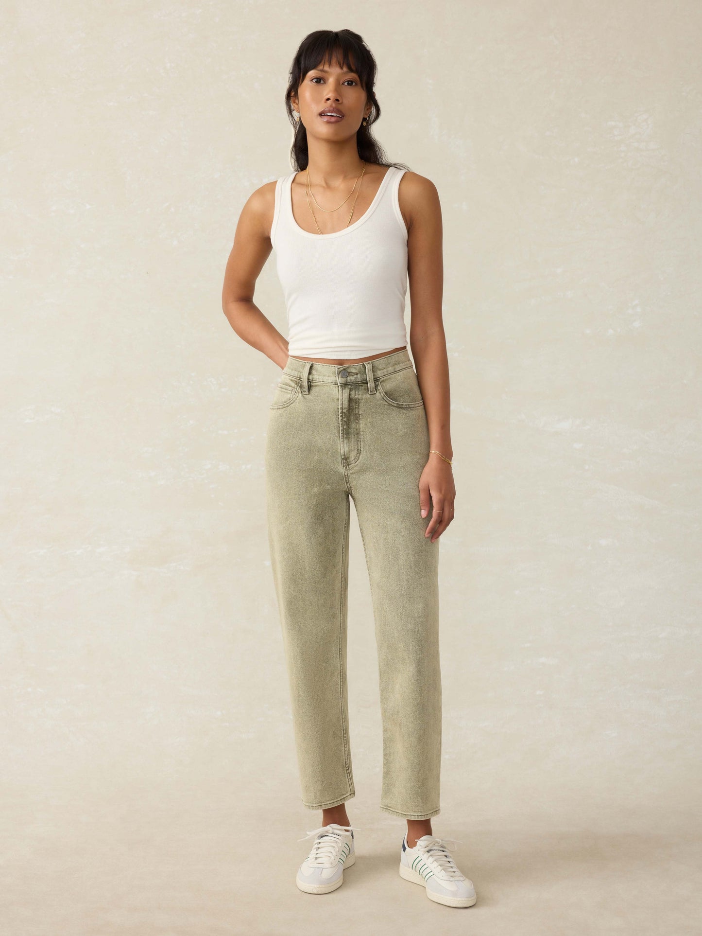 Slim Straight Sunwashed Denim - Olive Haze Wash
