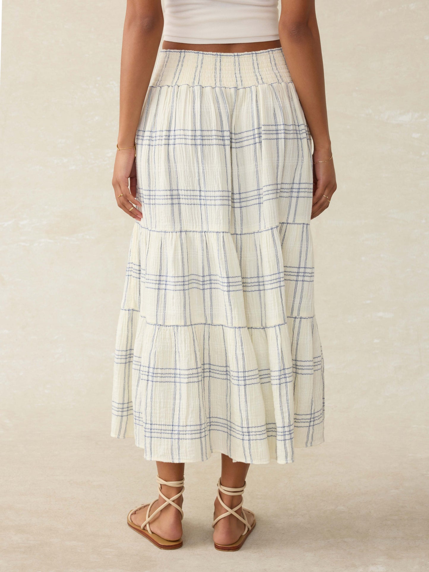 Dune Cotton Gauze Woodstock Skirt - Blue Cove Plaid