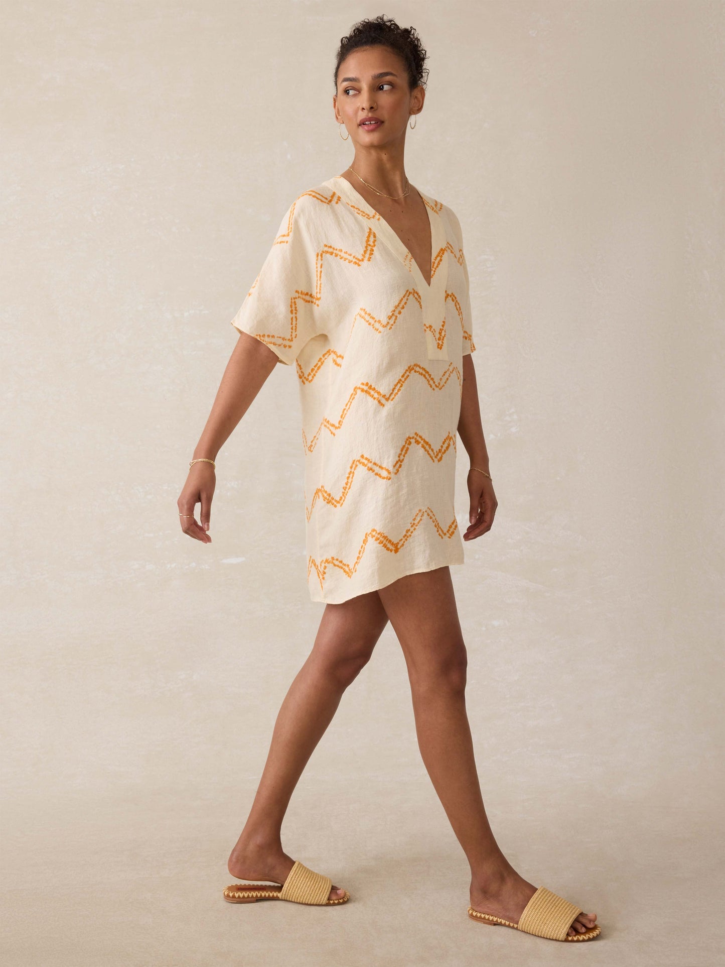 Cora Linen Coverup - Chevron Shibori