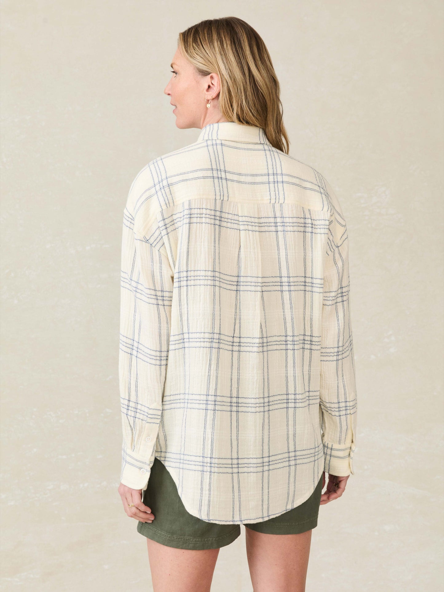 Dune Cotton Gauze Relaxed Shirt - Blue Cove Plaid