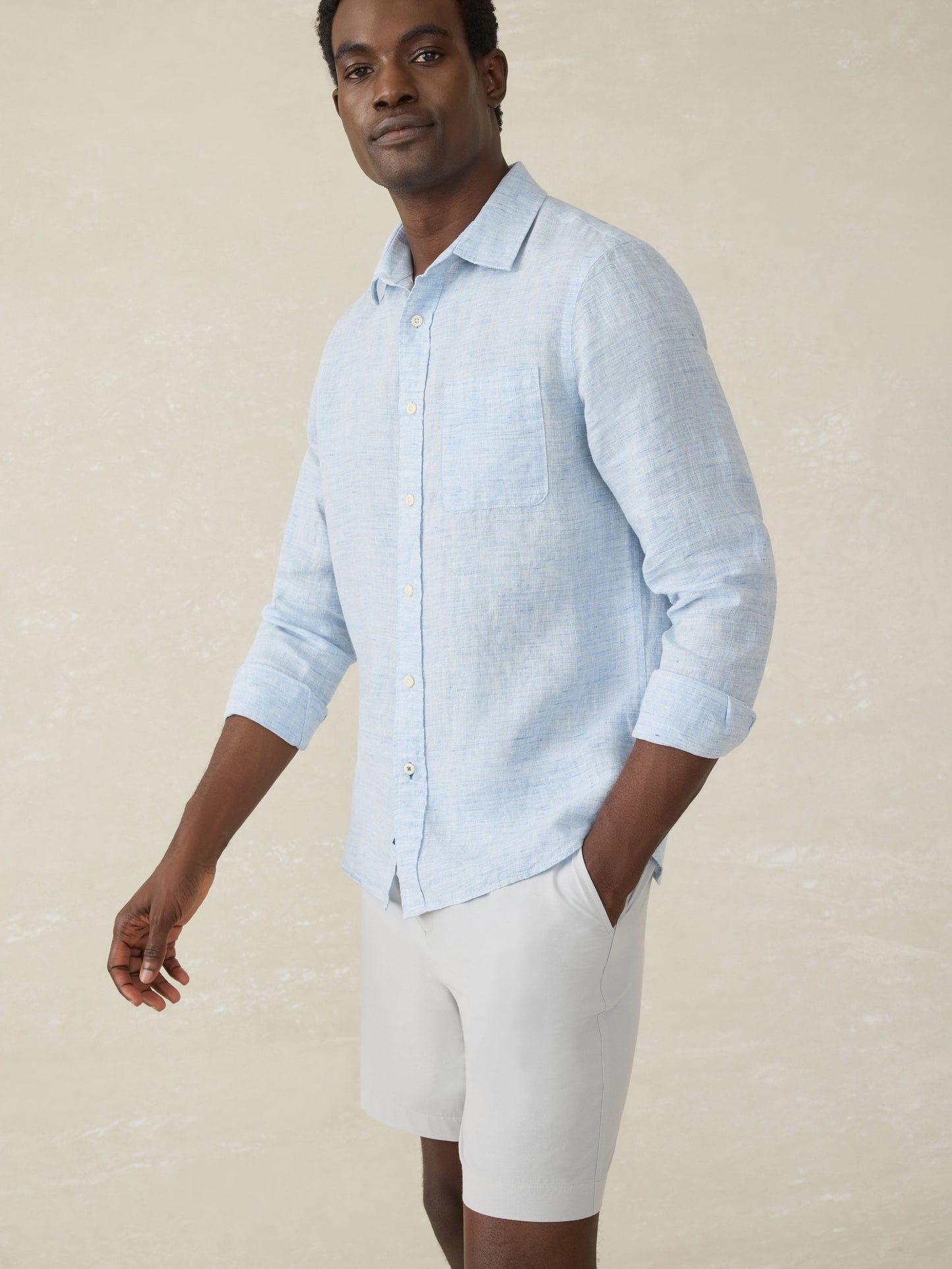 Laguna Linen Shirt - Light Blue Melange