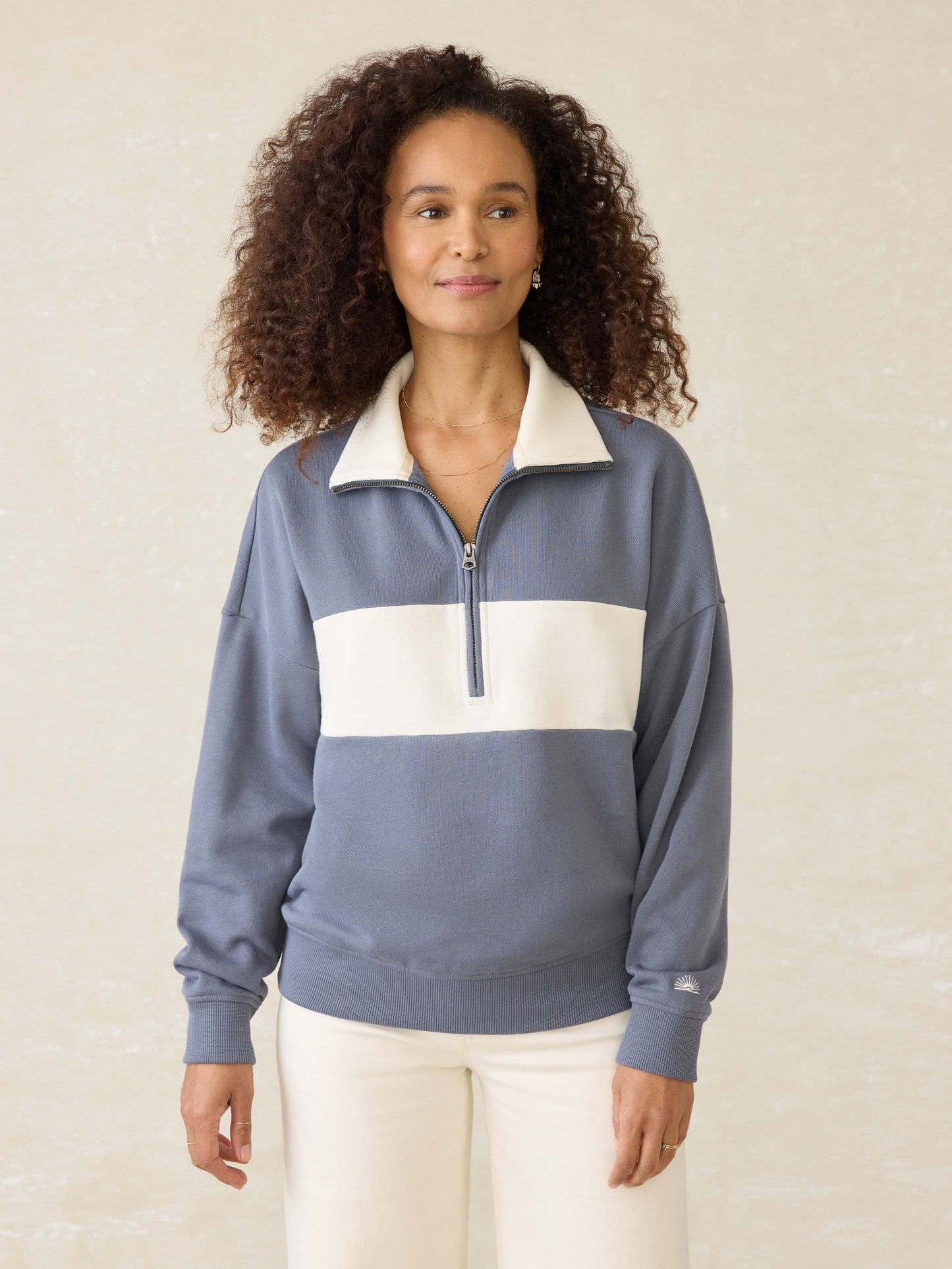 High Standard Fleece Quarter Zip - Blue Coast Stripe