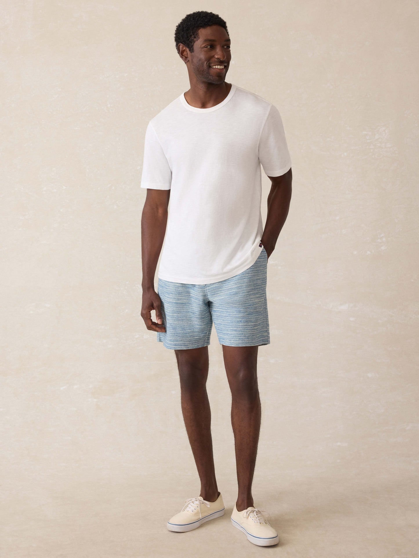 Indigo Knit Short - Indigo Waterway Stripe