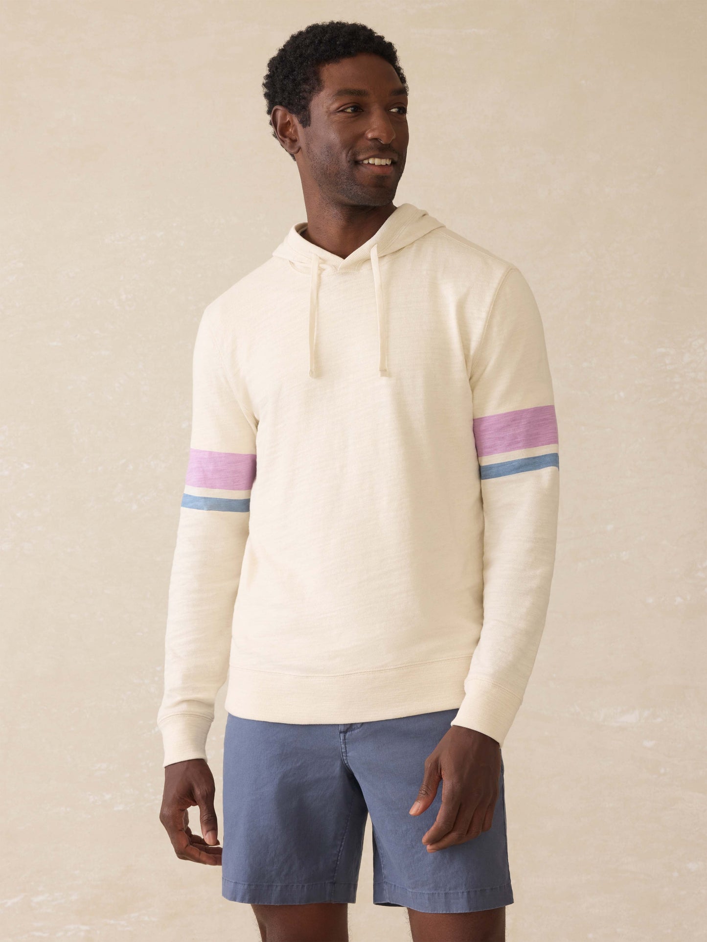 Sunwashed Midweight Organic Hoodie - Cream Dume Stripe