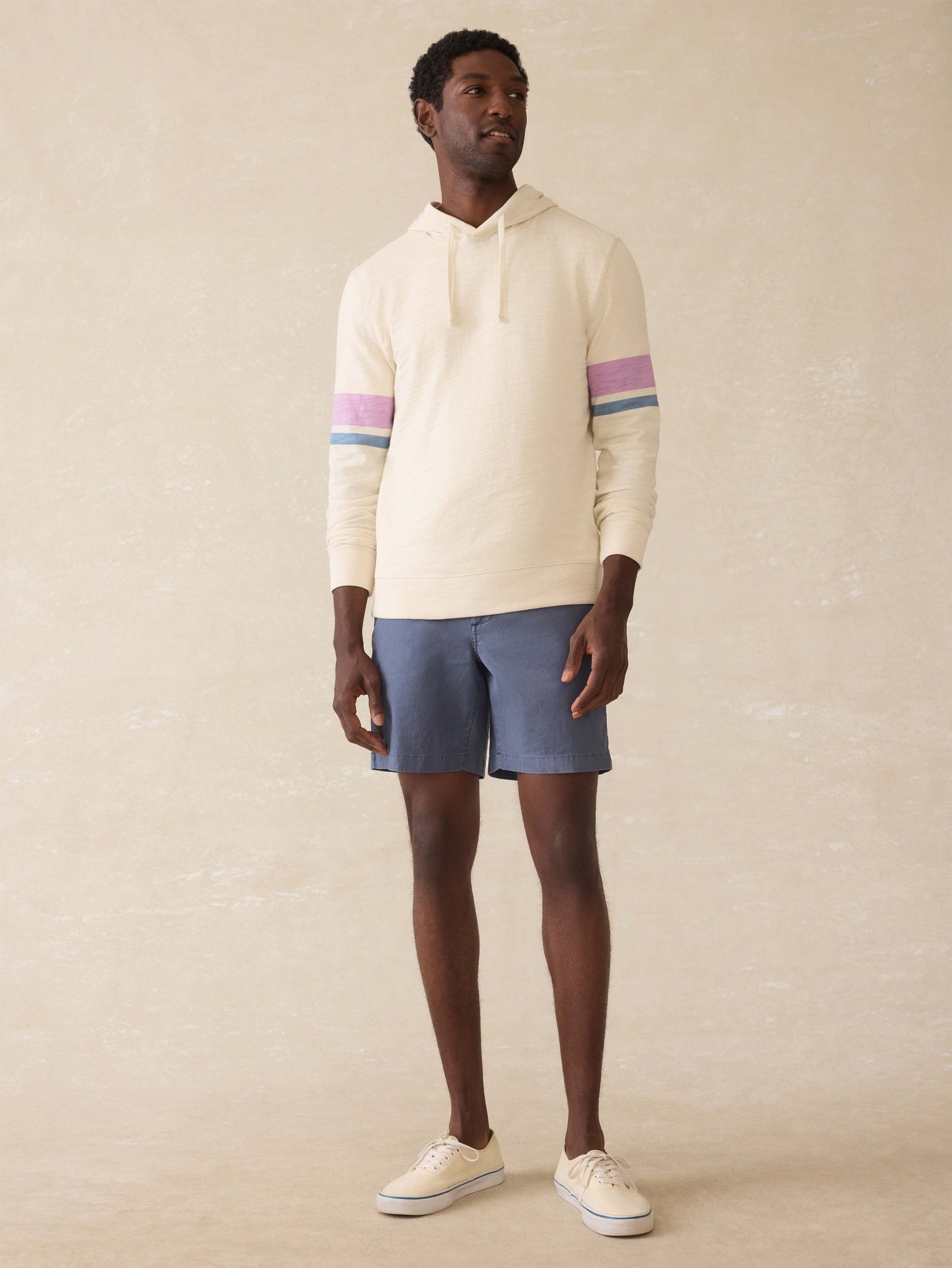Sunwashed Midweight Organic Hoodie - Cream Dume Stripe