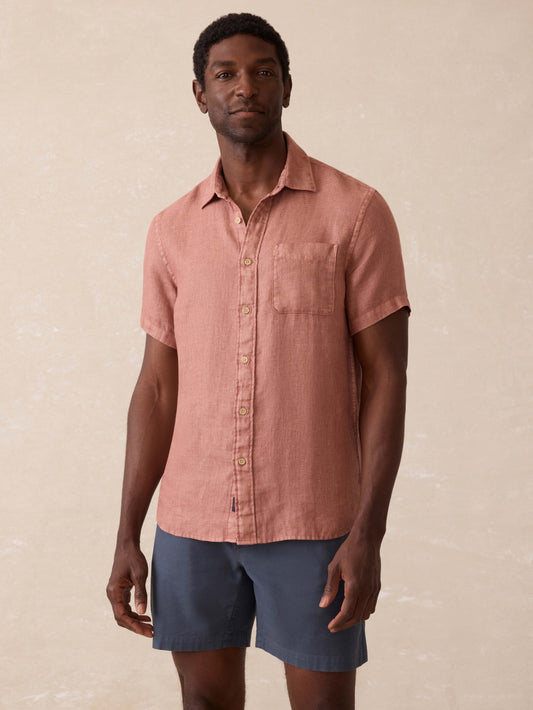 Short Sleeve Palma Linen Shirt - Cedar Rose