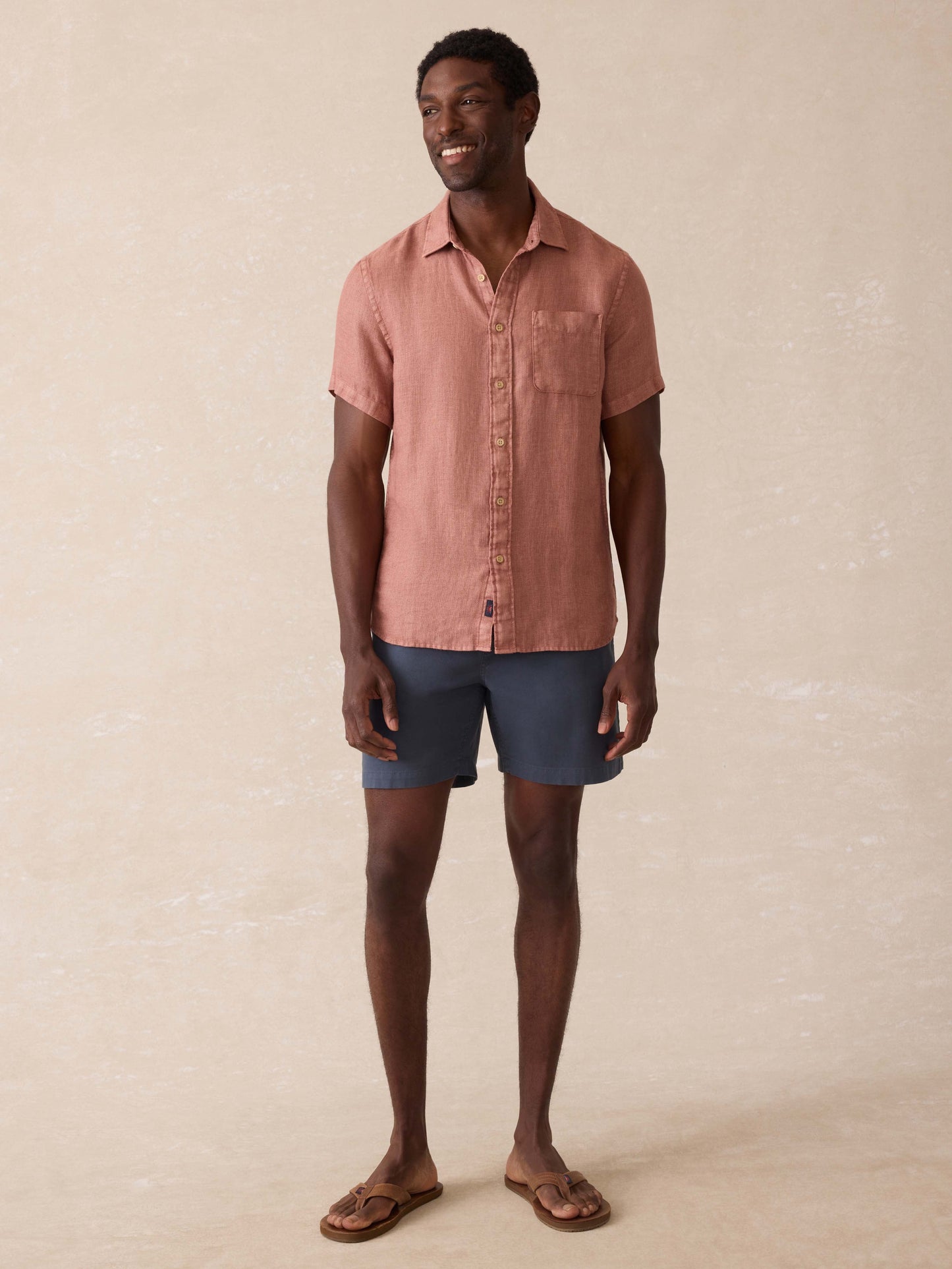 Short Sleeve Palma Linen Shirt - Cedar Rose