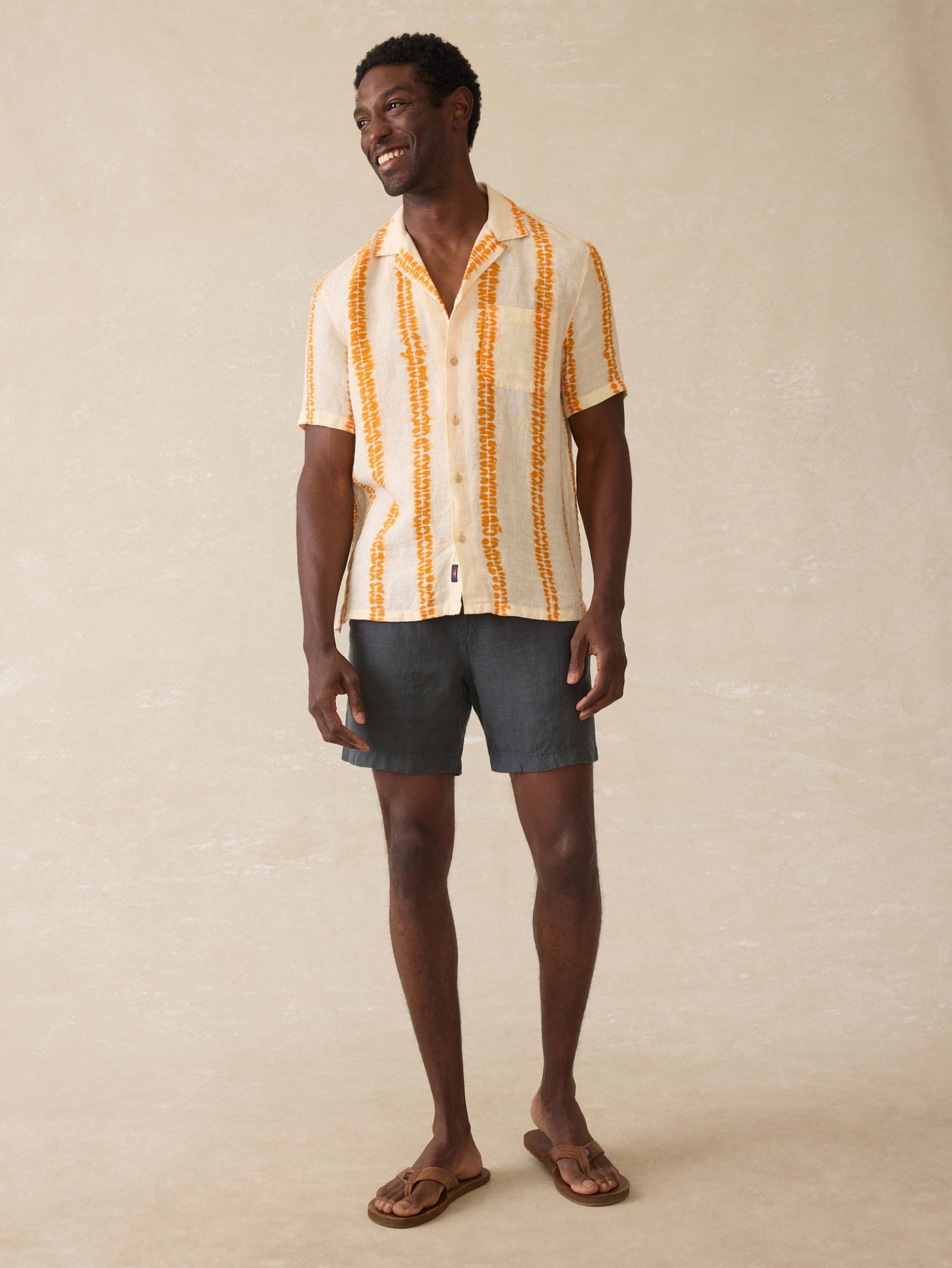Short Sleeve Shibori Palma Linen Shirt - Citrus Valley