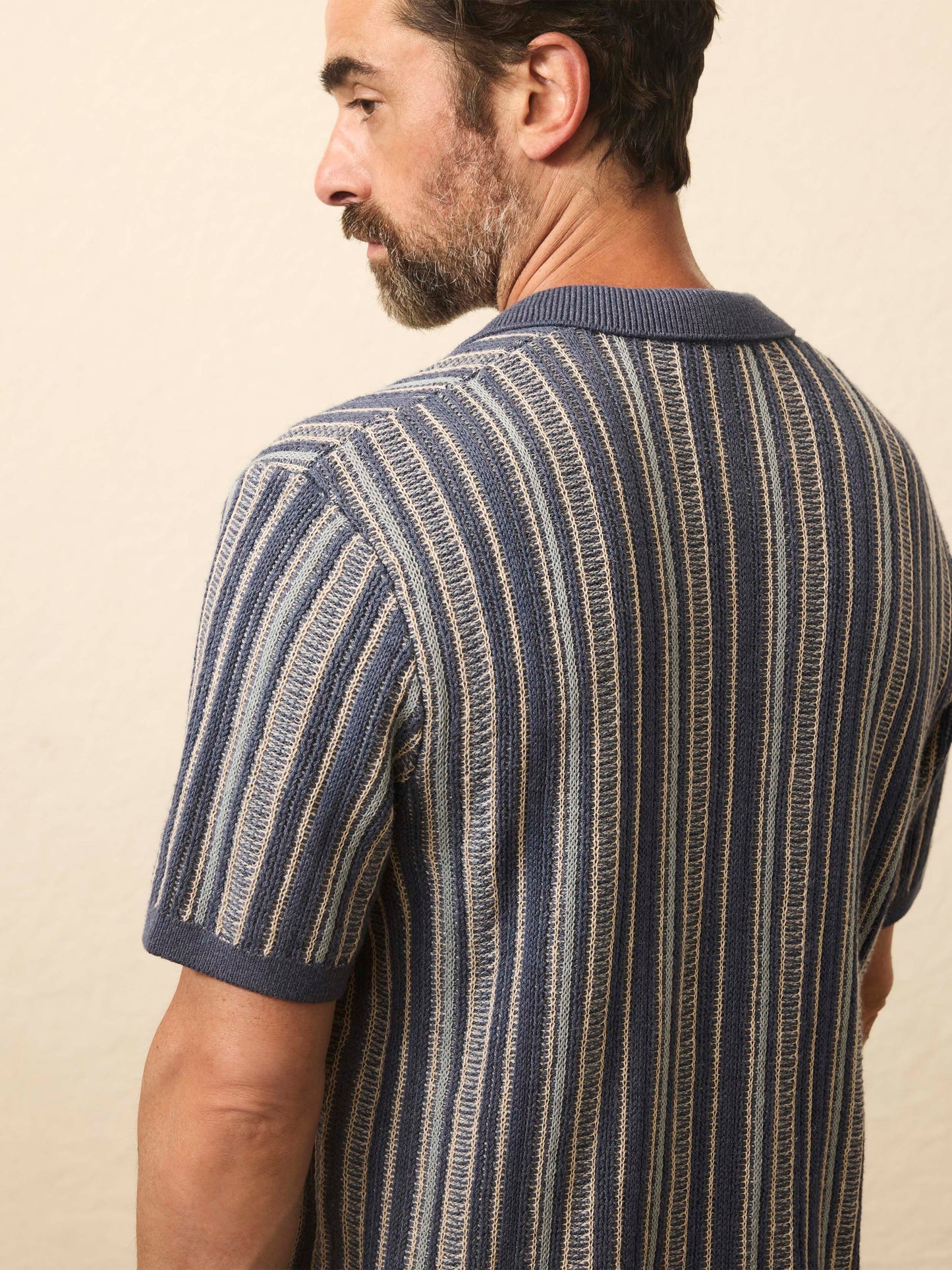 Short-Sleeve Sweater Shirt - River Cliffs Stripe