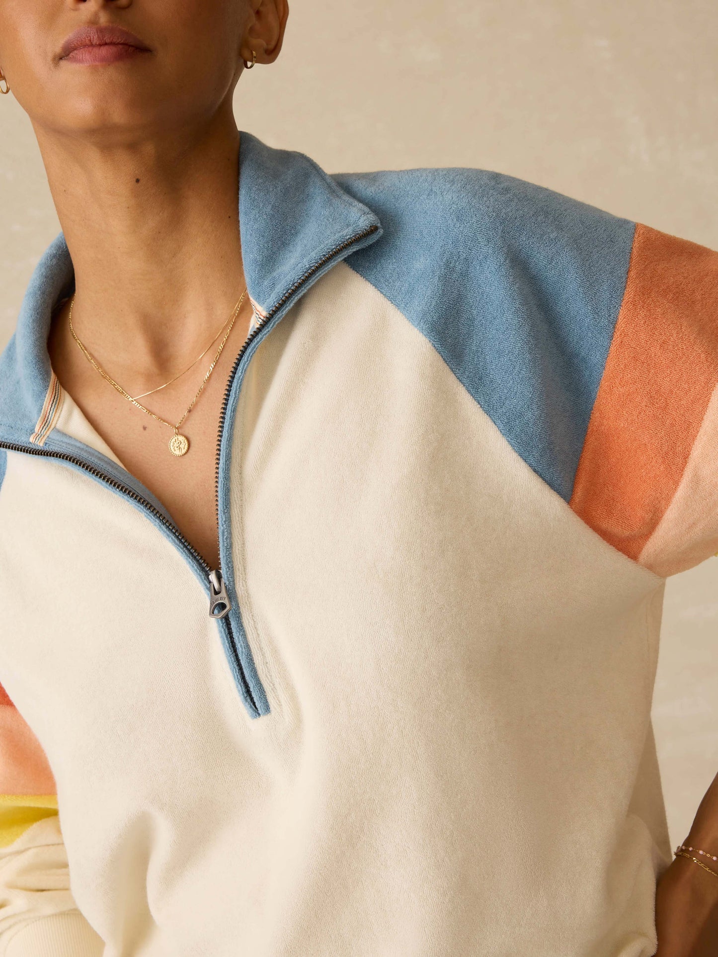 Cabana Towel Terry Quarter Zip - Sunrise Sail