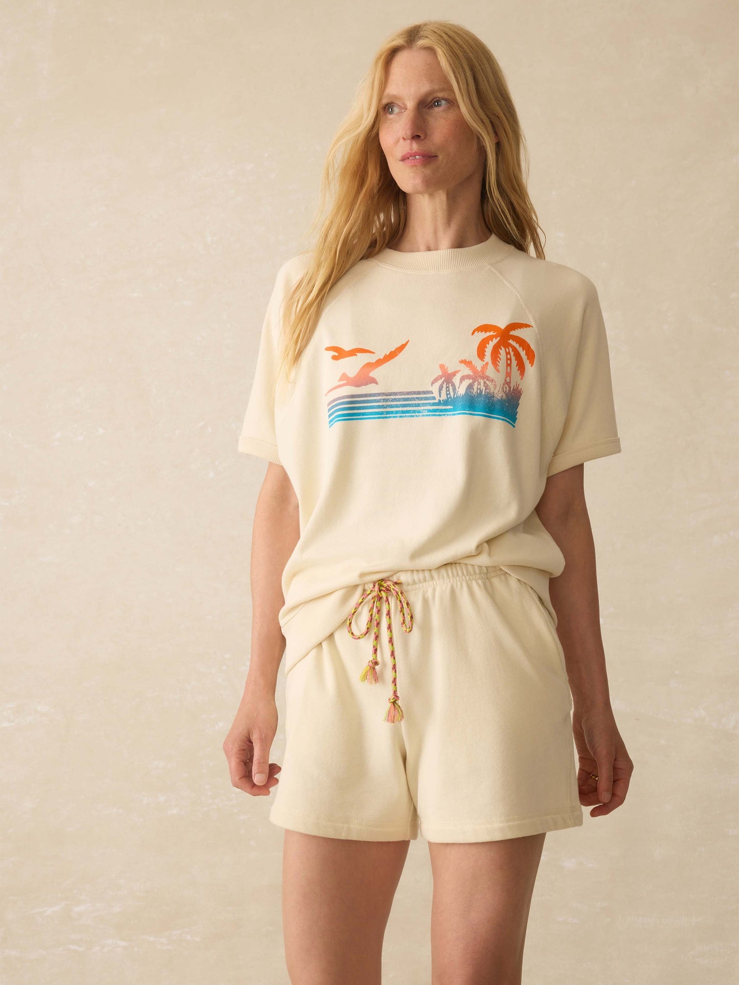 High Tide Terry Short-Sleeve Sweatshirt - Seedpearl