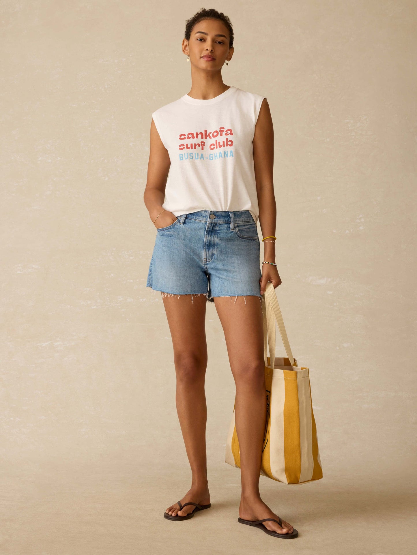 Surf Ghana Sunwashed Muscle Tank - White