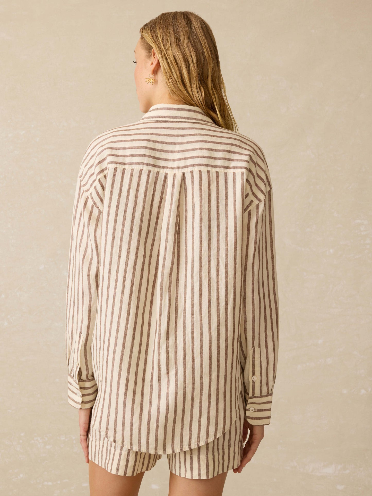 Laguna Linen Relaxed Shirt - Cocoa Grove Stripe