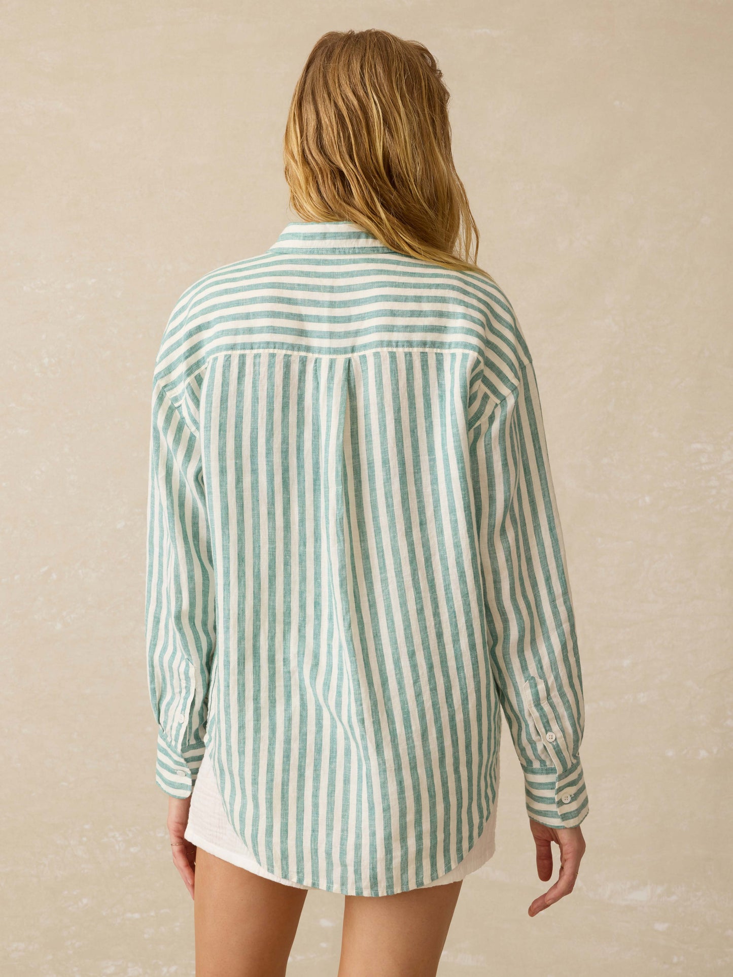 Laguna Linen Relaxed Shirt - Deep Jungle Lucy Stripe