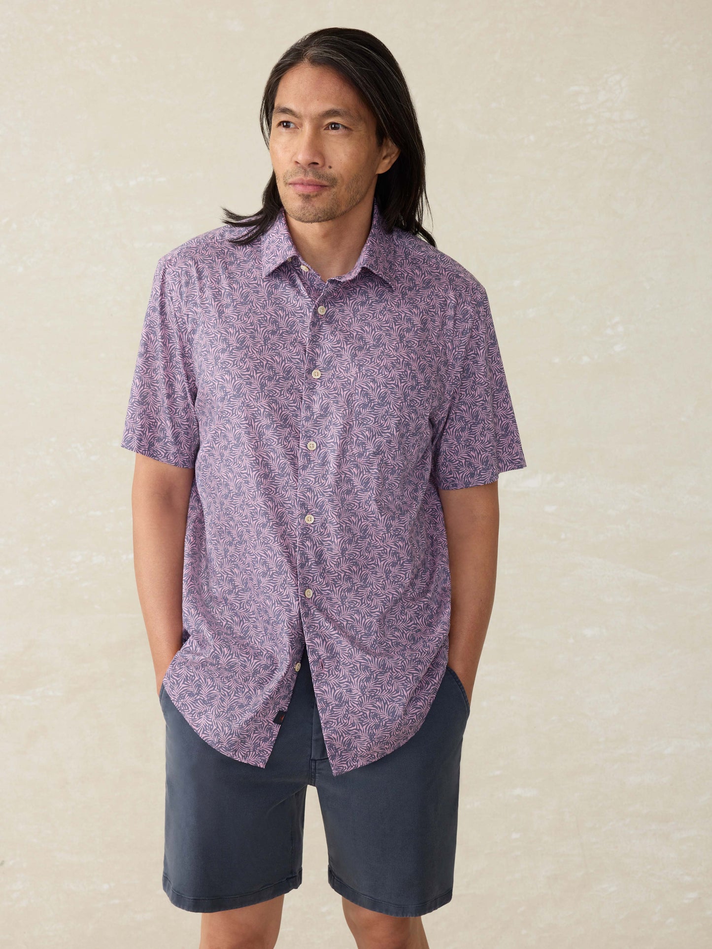 Short-Sleeve Movement™ Monterey Shirt - Lavender Sky Canopy