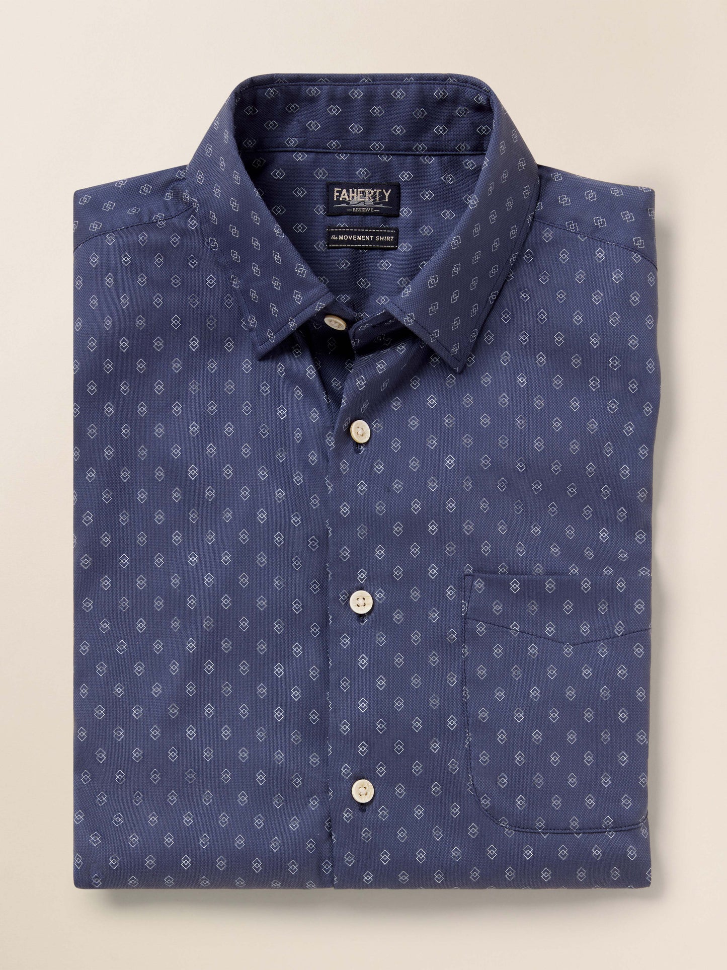 Short-Sleeve Movement™ Monterey Shirt - Navy Dusk Diamond