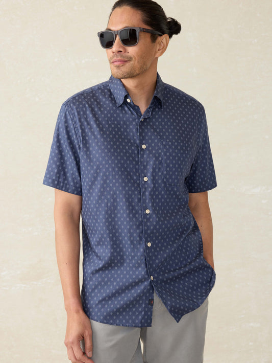 Short-Sleeve Movement™ Monterey Shirt - Navy Dusk Diamond