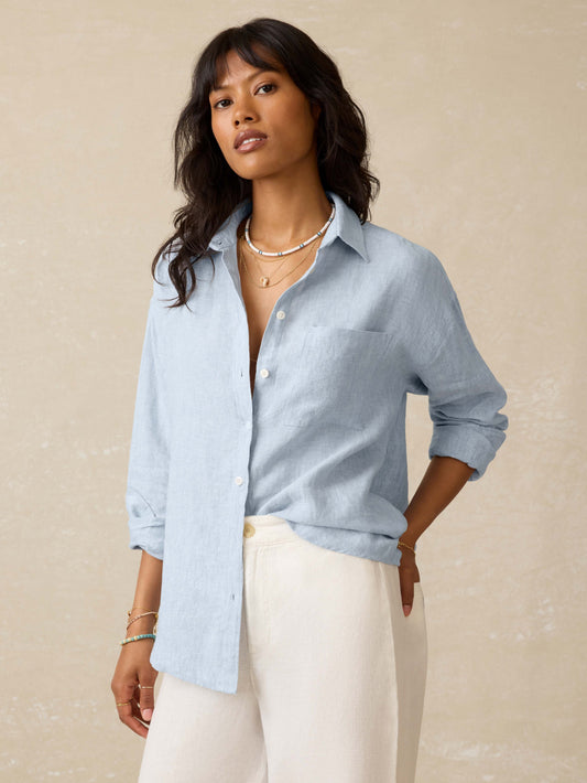 Laguna Linen Relaxed Shirt - Blue Fog