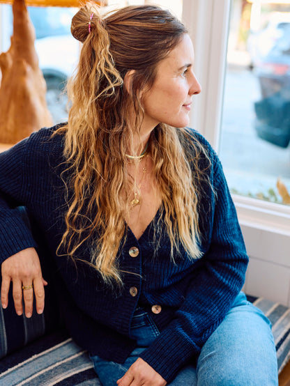 Miramar Linen Cardigan - Navy Blazer