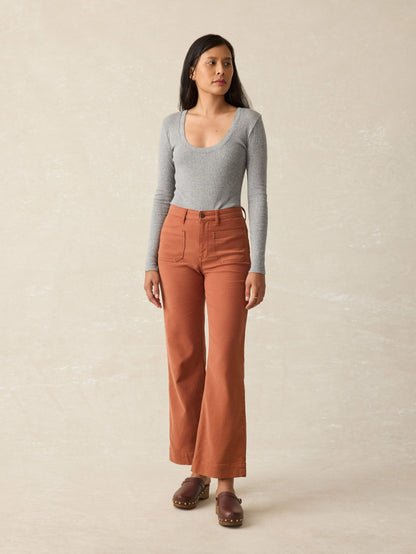 Pacific Pointelle Scoop Neck - Stonehill Heather