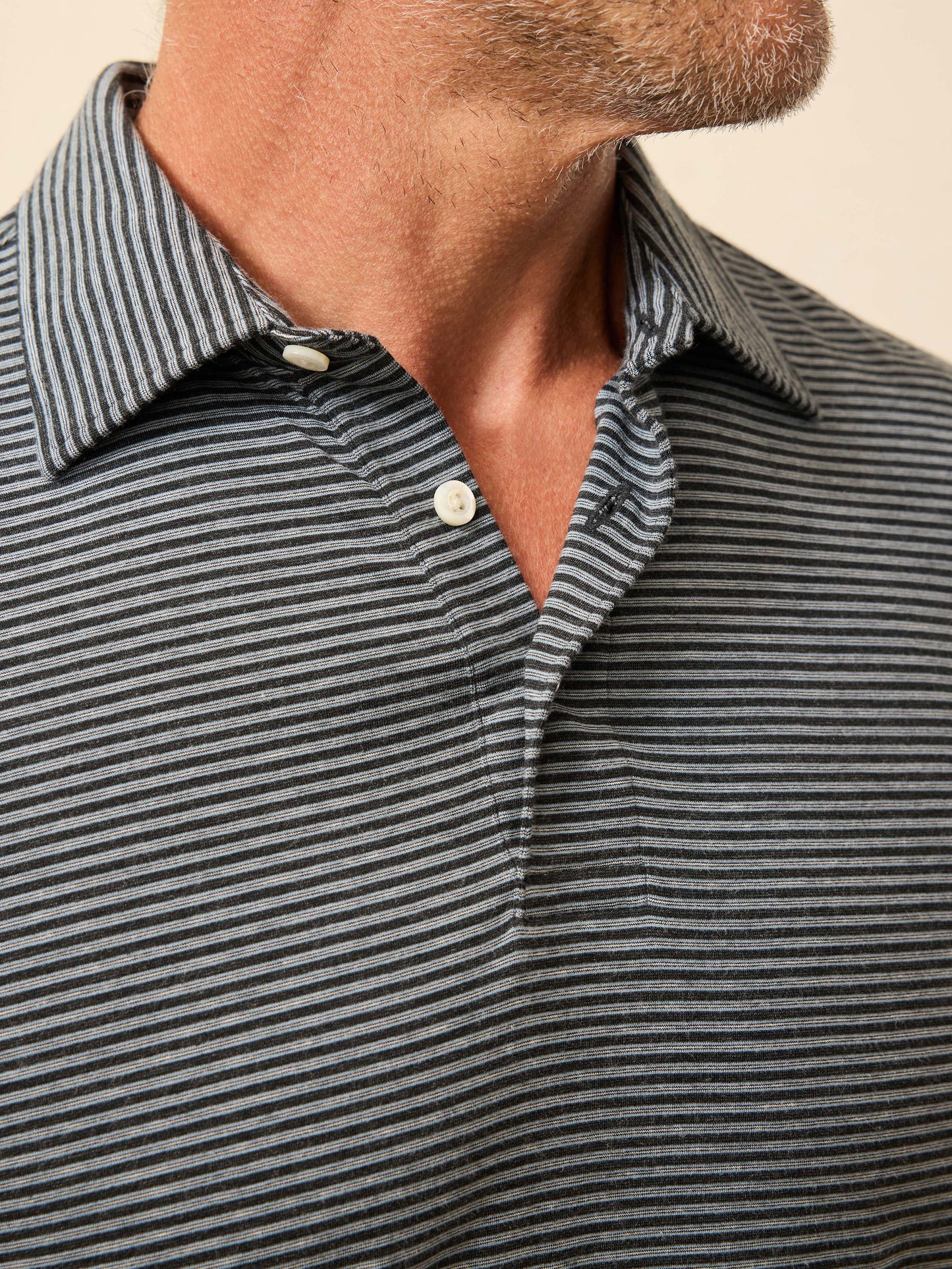 Long-Sleeve Movement™ Polo - Moonlight Point Stripe