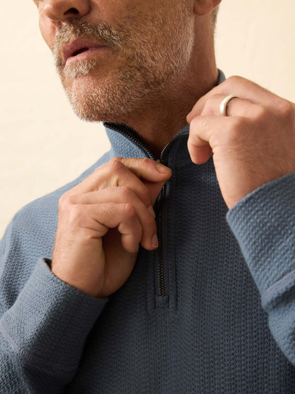 Textured Knit Quarter Zip - Breaker Blue