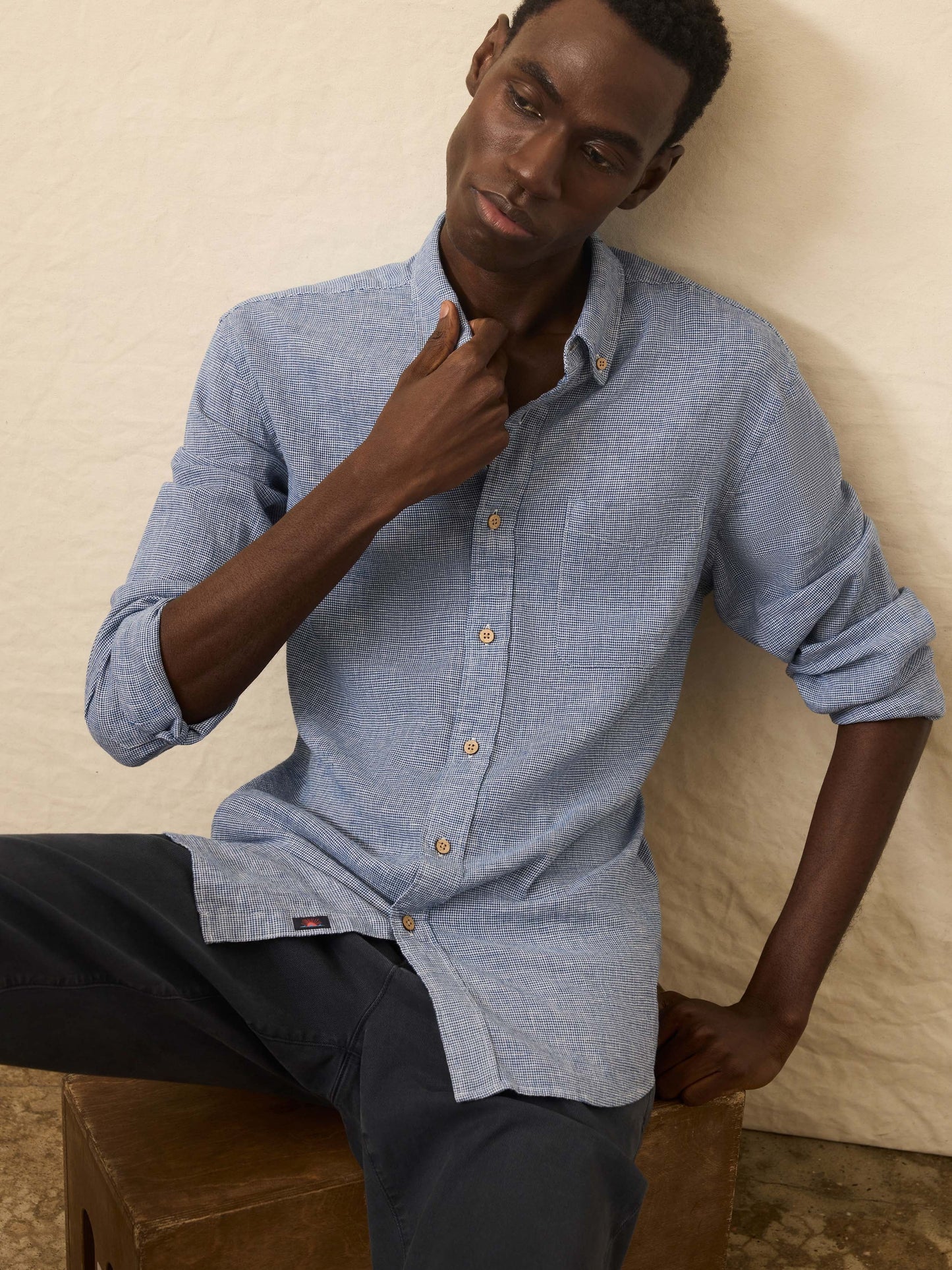 Long-Sleeve Breeze Shirt - Ocean Pincheck