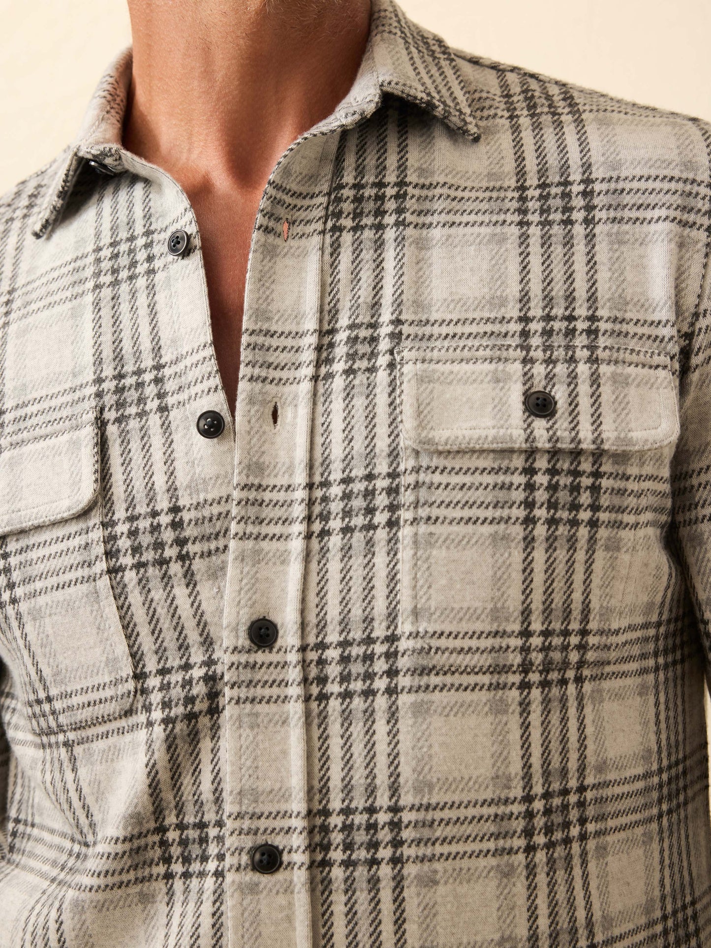 Legend™ Sweater Shirt - Charcoal Cream Plaid