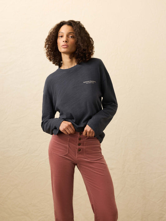 Sunwashed Slub Long-Sleeve Relaxed Tee - Blue Nights