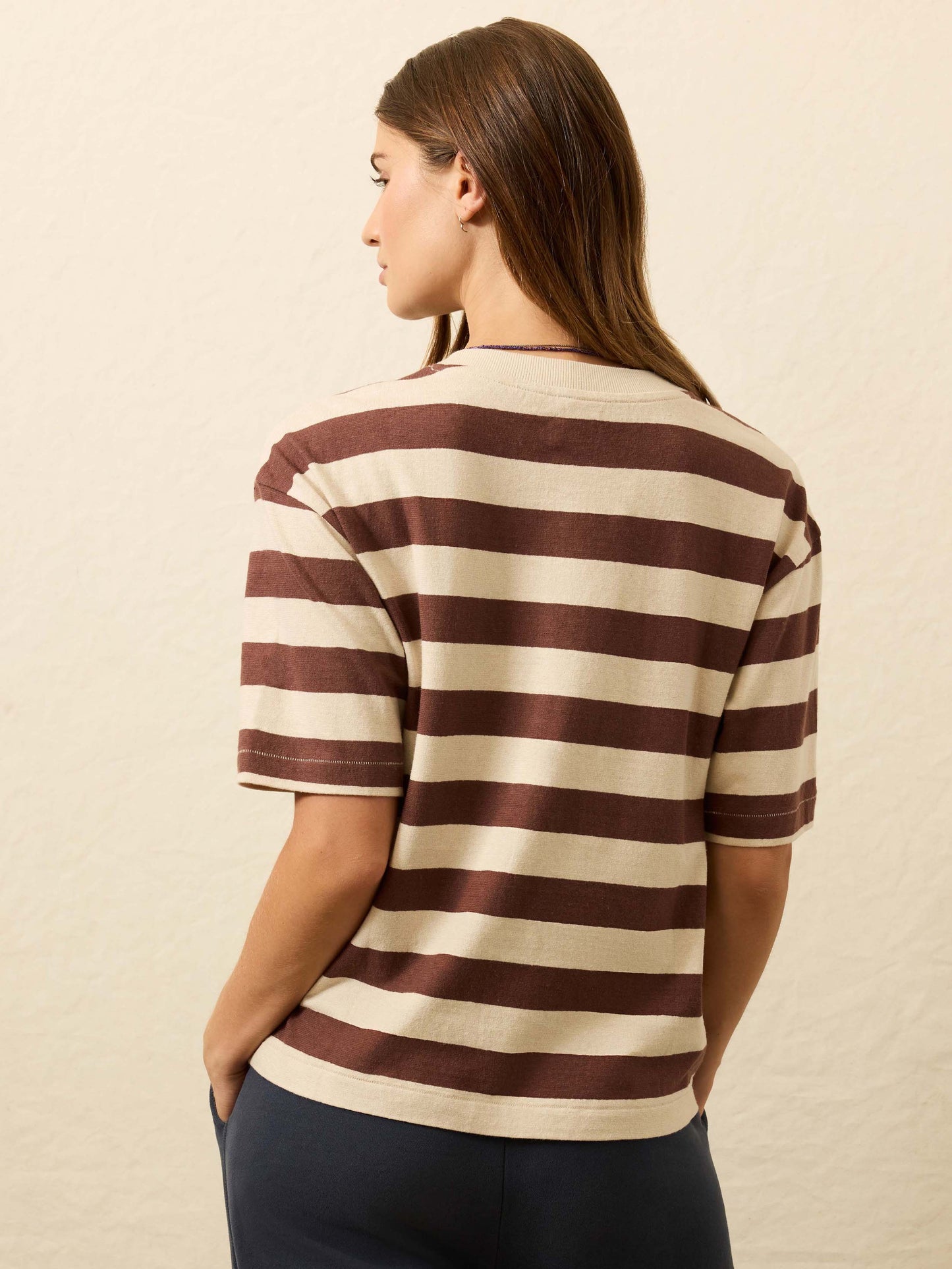 Hemp Blend Vintage Tee - Espresso Stripe