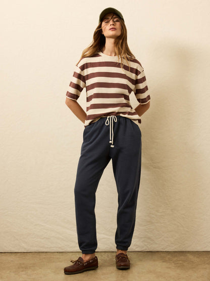 Hemp Blend Vintage Tee - Espresso Stripe