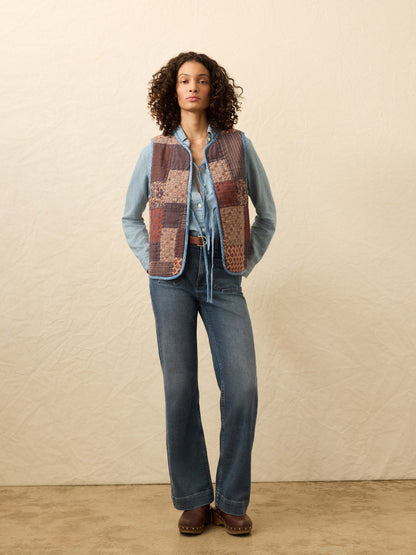 Indigo Quilted Patchwork Vest - Indra Patchwork
