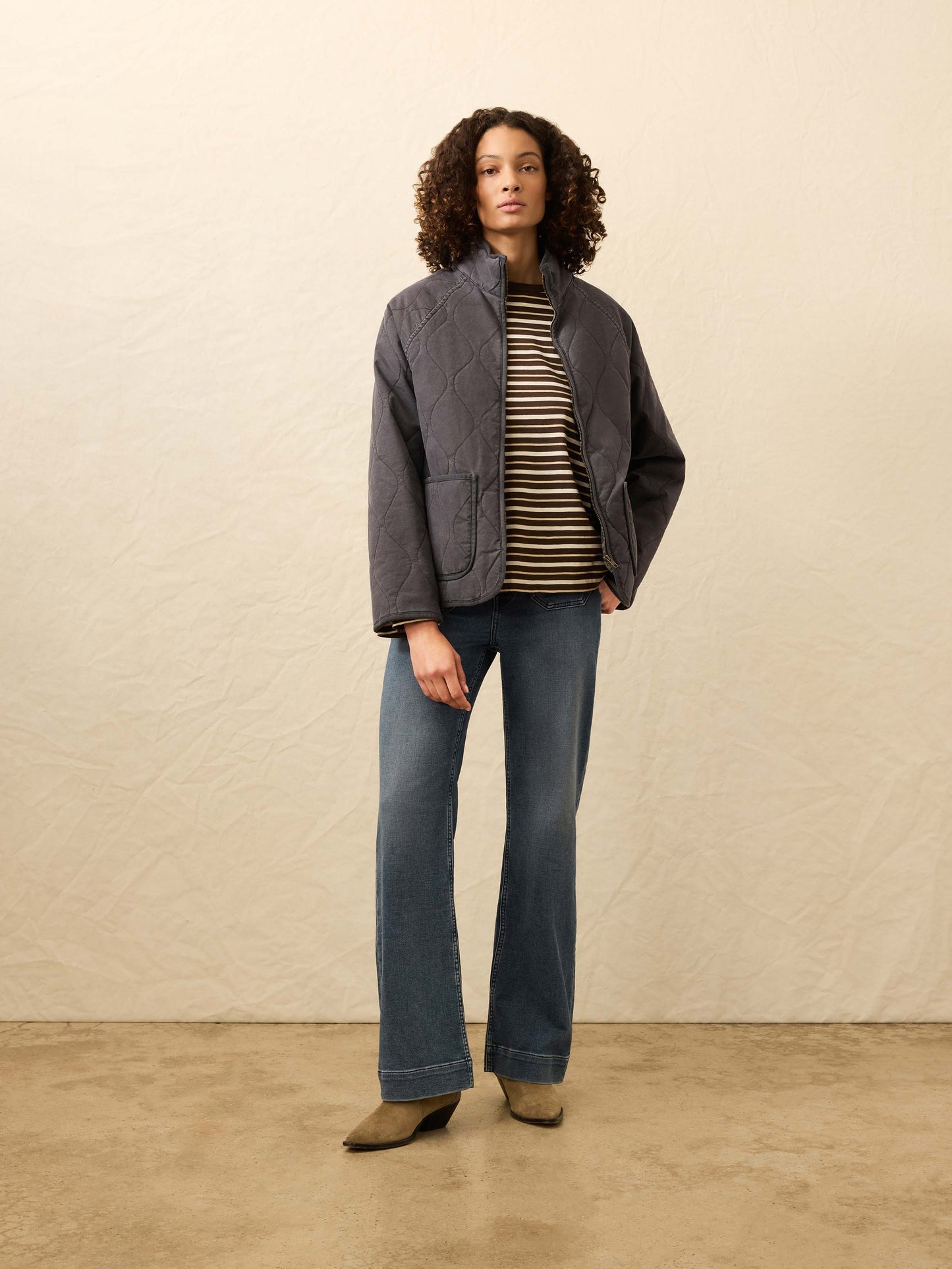 Sunwashed Quilted Jacket - Washed Charcoal