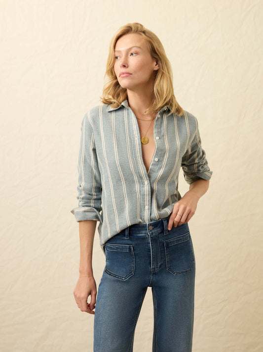 Heirloom Portuguese Flannel Relaxed Shirt - Blue Cove Stripe