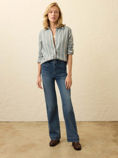 Heirloom Portuguese Flannel Relaxed Shirt - Blue Cove Stripe