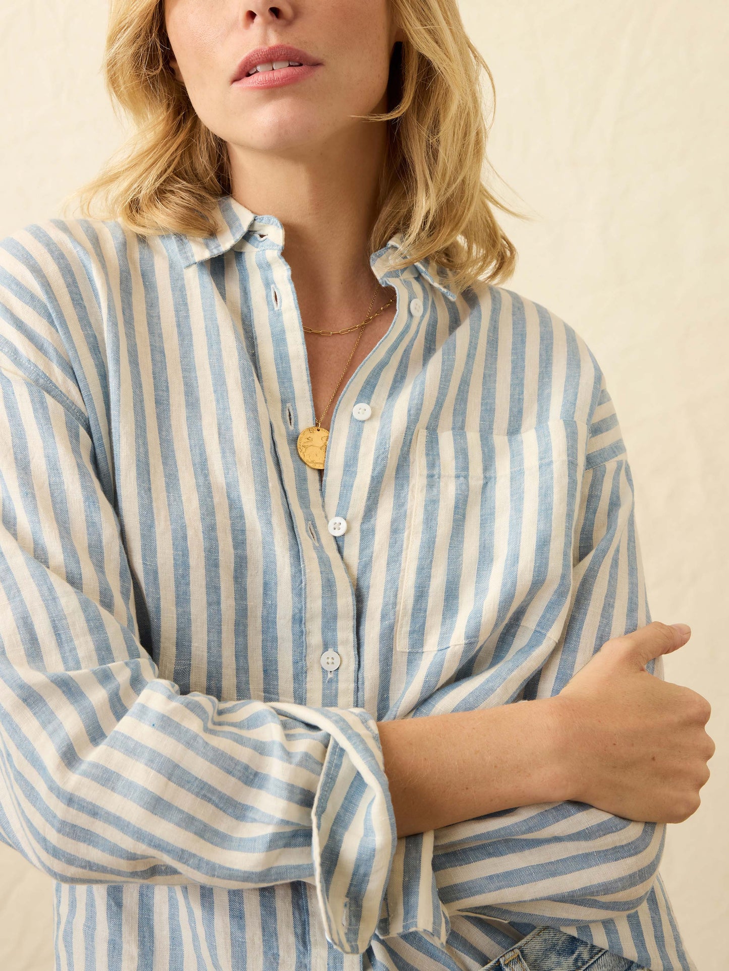 Laguna Linen Relaxed Shirt - Ocean Lucy Stripe