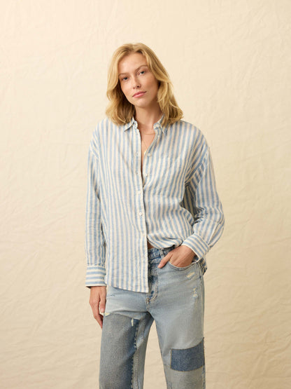 Laguna Linen Relaxed Shirt - Ocean Lucy Stripe