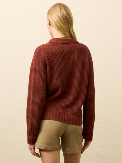 Miramar Linen Relaxed Polo - Smoked Paprika