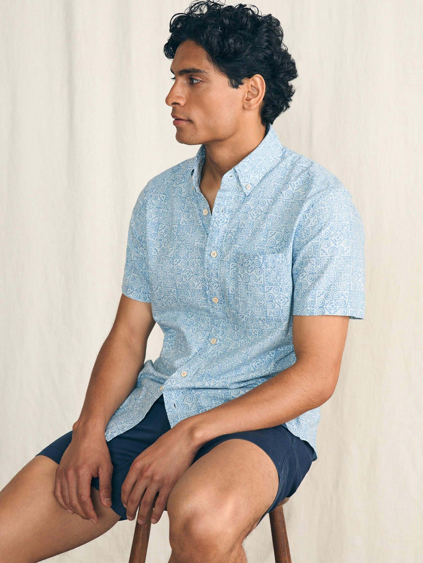 Short-Sleeve Stretch Playa Shirt (Tall) - South Pacific Geo