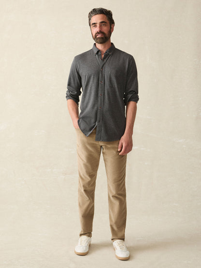 Coastline Knit Shirt - Charcoal Heather Twill